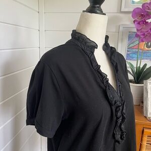 Old Navy Black T-shirt XL w/ruffle detailing to collar,great condition